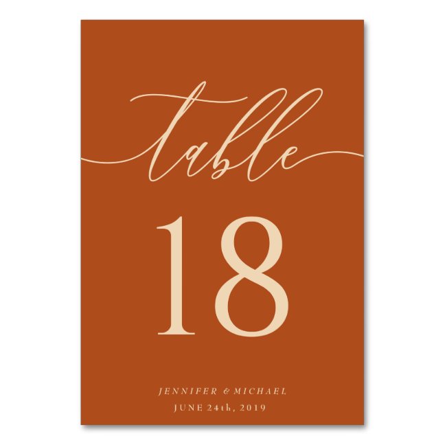 Wedding terracotta seating table number