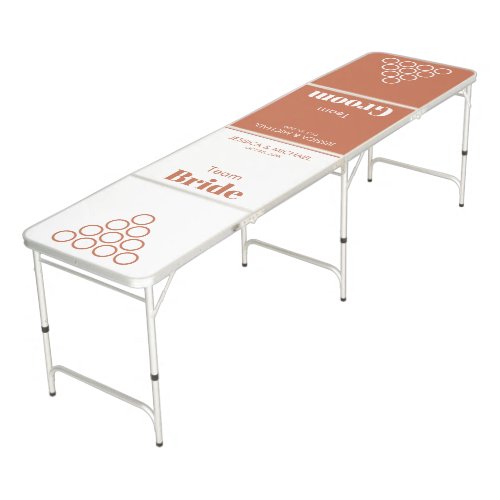 Wedding Terracotta Team Bride Groom Brown White Beer Pong Table