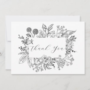 Wedding Thank Floral Botanical Frame Thank You Card