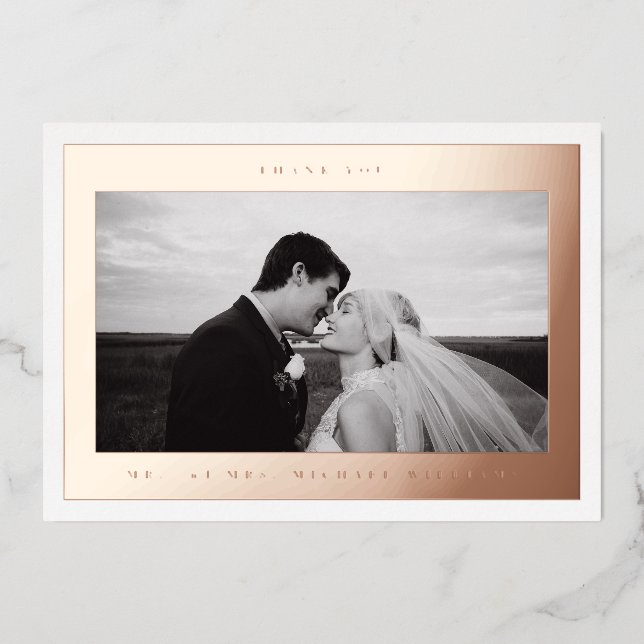 WEDDING THANK YOU | Add Your Photo Foil Holiday Card (Front)