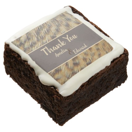 Wedding Thank You Animal Print Feather Guest Brownie