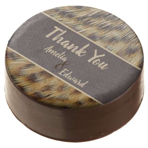 Wedding Thank You Animal Print Feather Guest Chocolate Covered Oreo