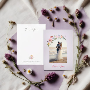 Wedding Thank You Arch Photo Wildflowers Card