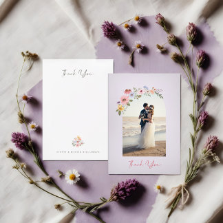 Wedding Thank You Arch Photo Wildflowers Card