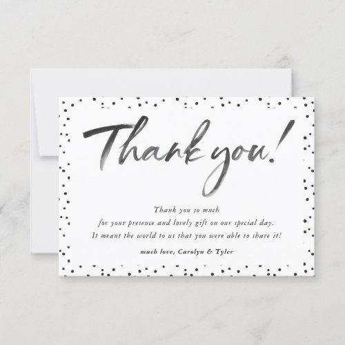 WEDDING THANK YOU black ink calligraphy polka dot