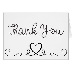 Wedding Thank You Black White Hearts Bridal Shower Cards