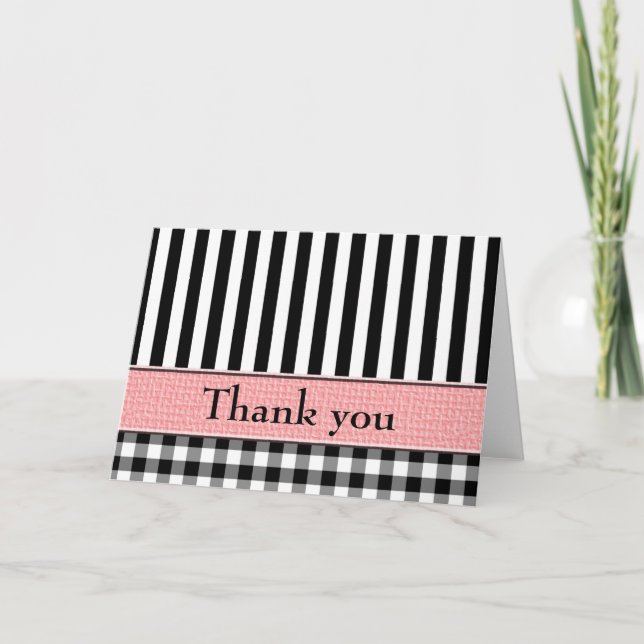 Wedding Thank You Black White Pink Designer (Front)