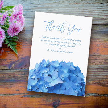 Wedding Thank You Blue Hydrangea Flowers Card by BlueHyd at Zazzle