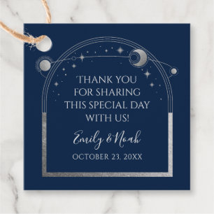 Wedding Thank You Blue Silver Sun Moon Stars Favor Tags