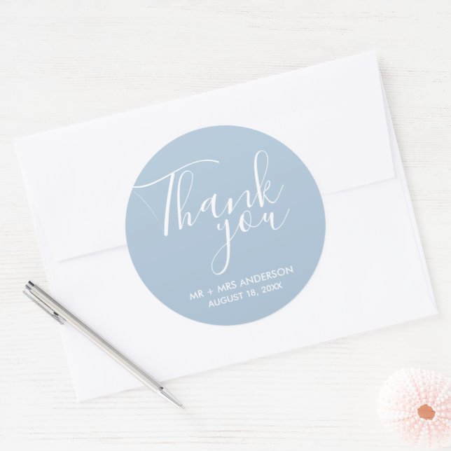 Wedding Thank You Blue Wedding Favor Classic Round Sticker (Envelope)