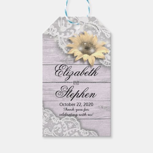 Wedding Thank You Boho Floral Feathers Rustic Wood Gift Tags
