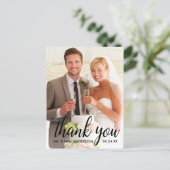 Wedding Thank You Bride And Groom Photo B Postcard | Zazzle