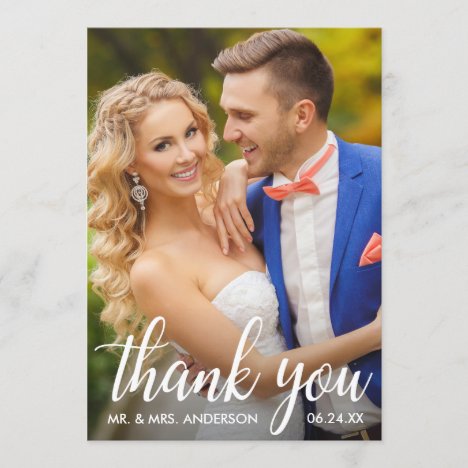 Wedding Thank You Bride and Groom Photo Card