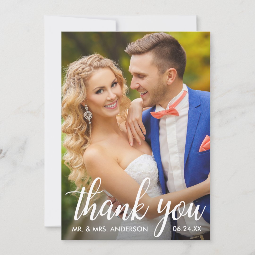 Wedding Thank You Bride and Groom Photo Card | Zazzle