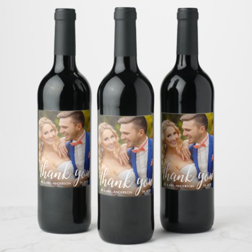 Wedding Thank You Bride and Groom Photo Wine Label