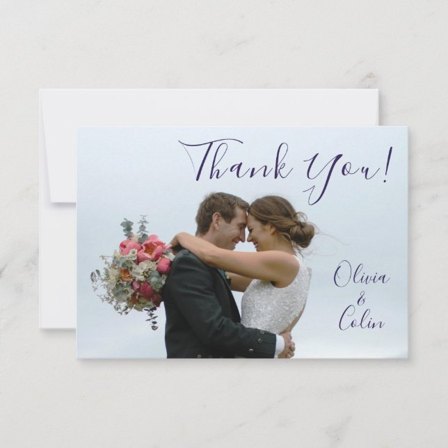 Wedding Thank You Bride Groom Photo Card (Front)