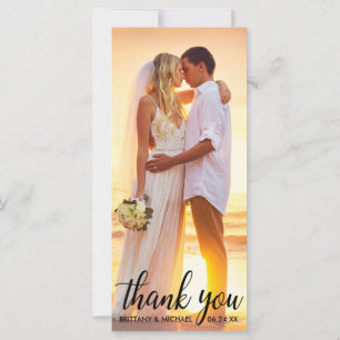 Wedding Thank You Bride Groom Photo Card Long