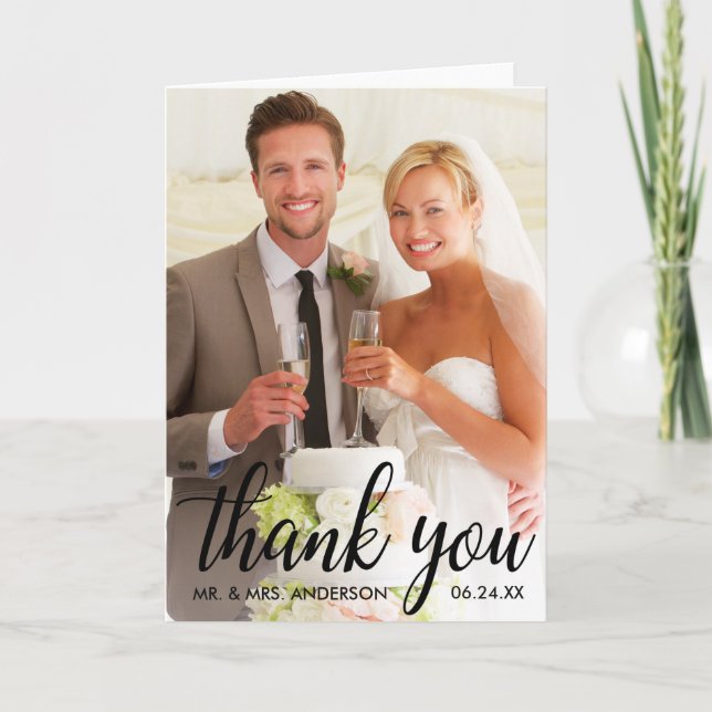 Wedding Thank You Bride Groom Photo Fold Card B (Front)