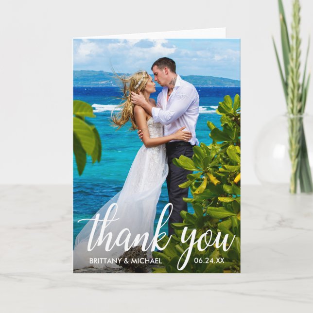Wedding Thank You Bride Groom Photo Folded Card (Front)