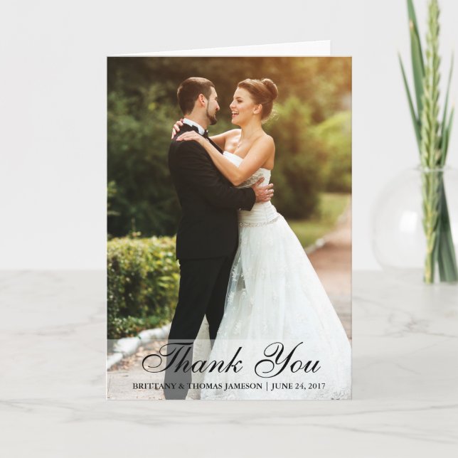 Wedding Thank You Bride & Groom Photo Folding Card (Front)