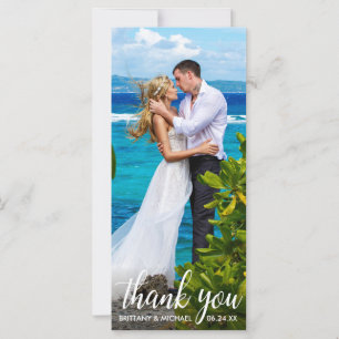 Wedding Thank You Bride Groom Photo Long Card
