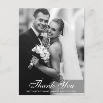 Wedding Thank You Bride & Groom Photo Postcard Bw by HappyMemoriesPaperCo at Zazzle