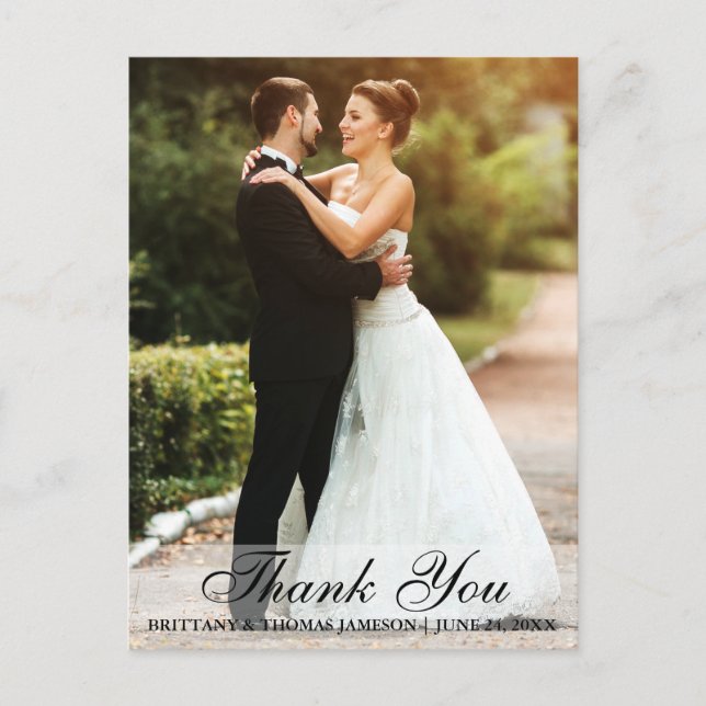 Wedding Thank You Bride & Groom Photo Postcard L (Front)