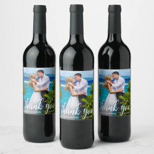 Wedding Thank You Bride Groom Photo Wine Label