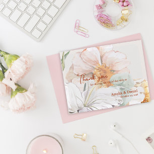 Wedding Thank You Card   Blush Peach Floral