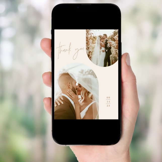 Wedding Thank You Card | Boho Arch Photo Thank You (Front Digital)