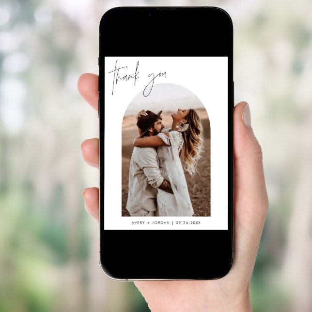 Wedding Thank You Card | Boho Arch Photo Thank You (Front Digital)
