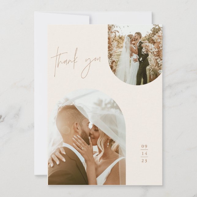 Wedding Thank You Card | Boho Arch Photo Thank You (Front)