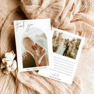 Wedding Thank You Card, Boho Arch Photo Thank You Invitation