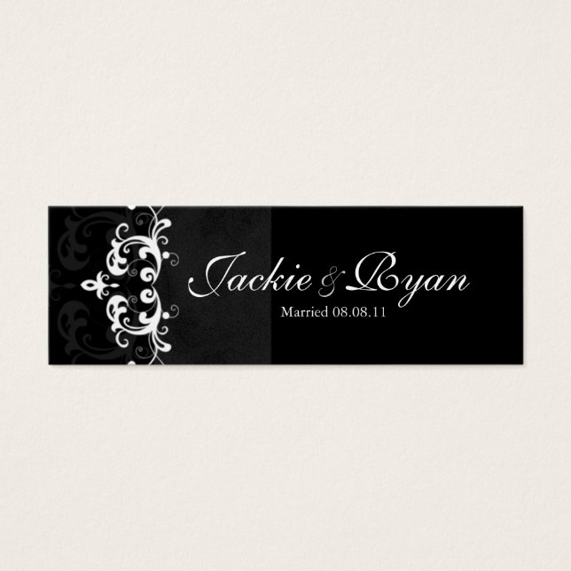 Wedding Thank You Card Bookmark Favor BW (Front)
