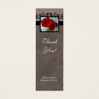 Wedding Thank You Card Bookmark Favor Red Roses by WeddingShop88 at Zazzle