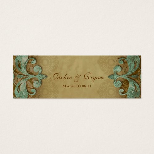 Wedding Thank You Card Bookmark Favor Verdigris Business Card