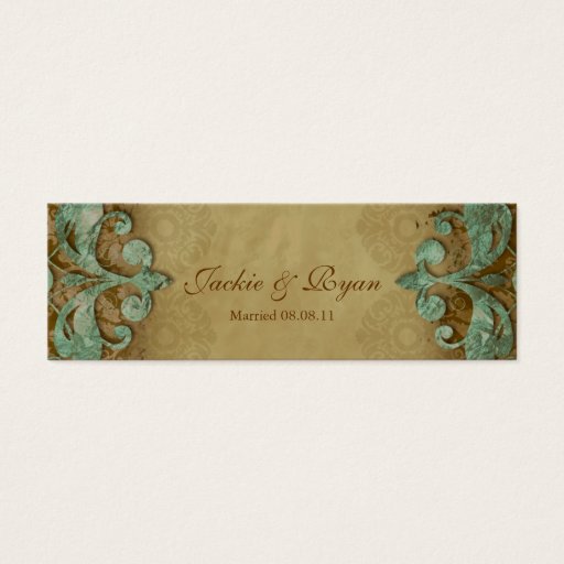 Customizable Wedding Thank You Card Bookmark Favor Verdigris Business Card