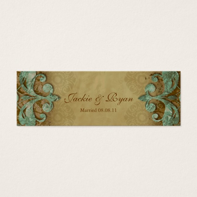 Wedding Thank You Card Bookmark Favor Verdigris (Front)