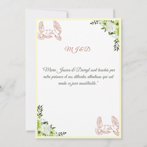 Wedding Thank You Card - Doves