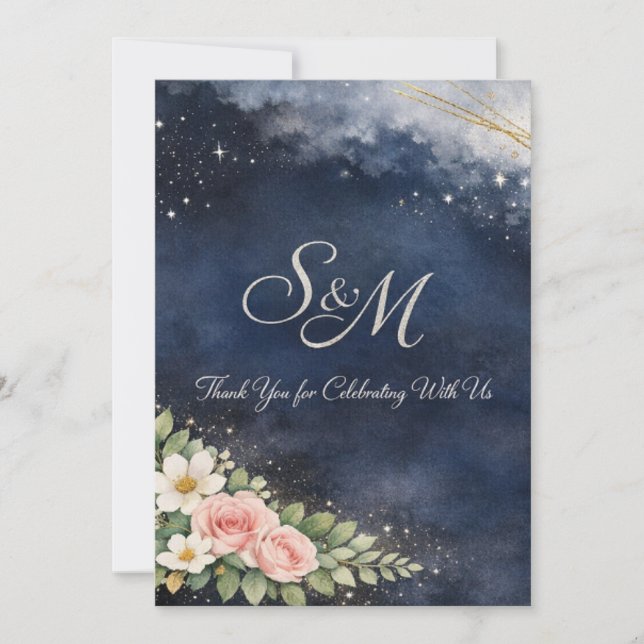 Wedding Thank You Card – Elegant S&M Design (Front)