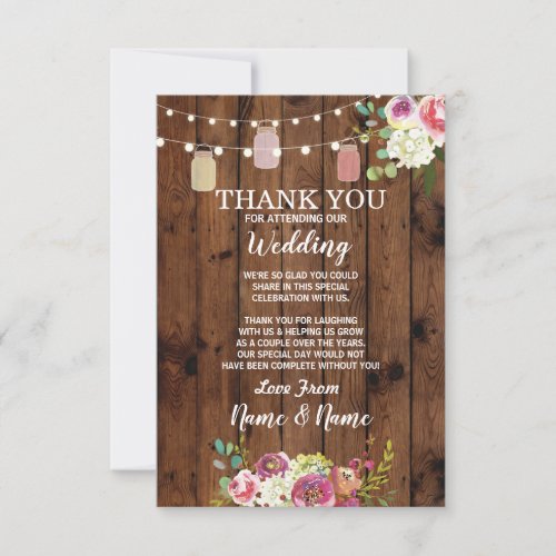 Wedding Thank You Card Engagement Jars Wood