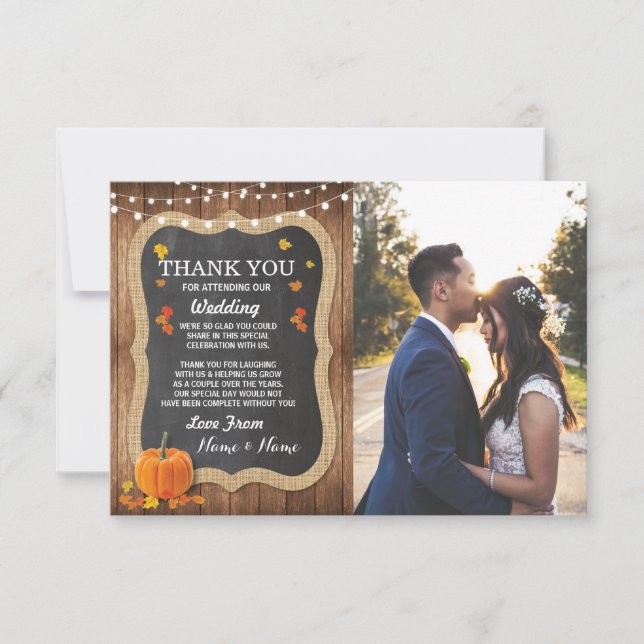 Wedding Thank You Card Engagement Pumpkin Chalk (Front)