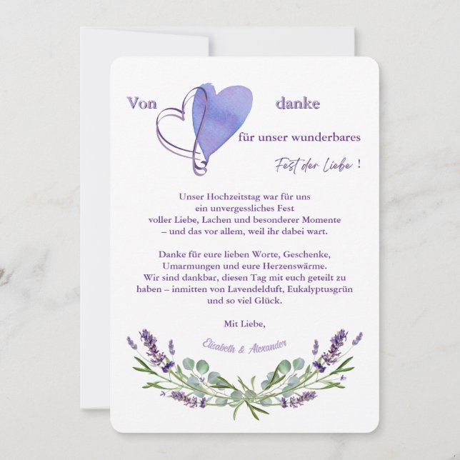 Wedding Thank You Card Lavender & Eucalyptus (Back)