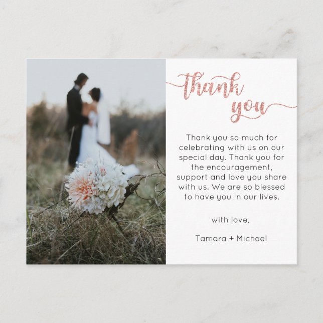 Wedding Thank You Card, Modern Script Postcard (Front)