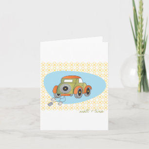 Wedding Thank You Card - Retro Just Married Car