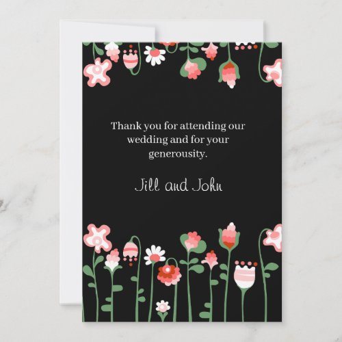 Wedding Thank You Card Wildflower Dark