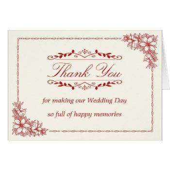 Wedding Thank You Card With Ornate Graphics by KPW_Invitations at Zazzle