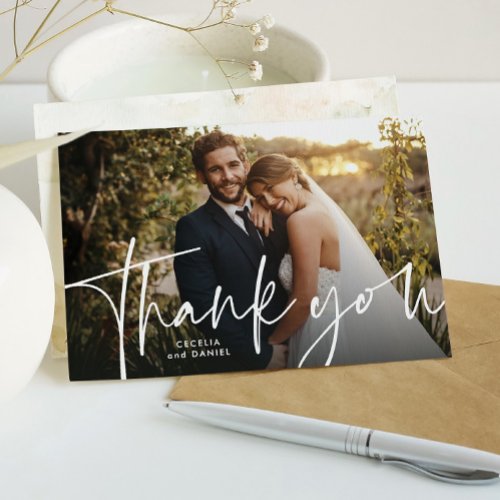 Wedding thank you card with photos