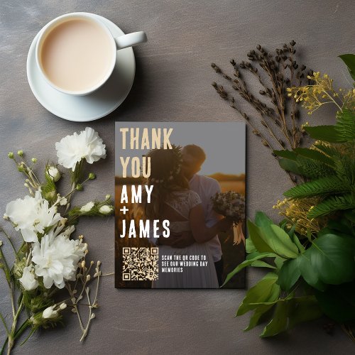 Wedding Thank you Card with QR Code and Photo