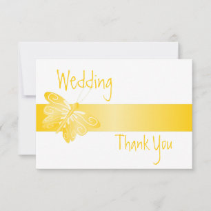 Wedding Thank You Card Yellow Butterfly